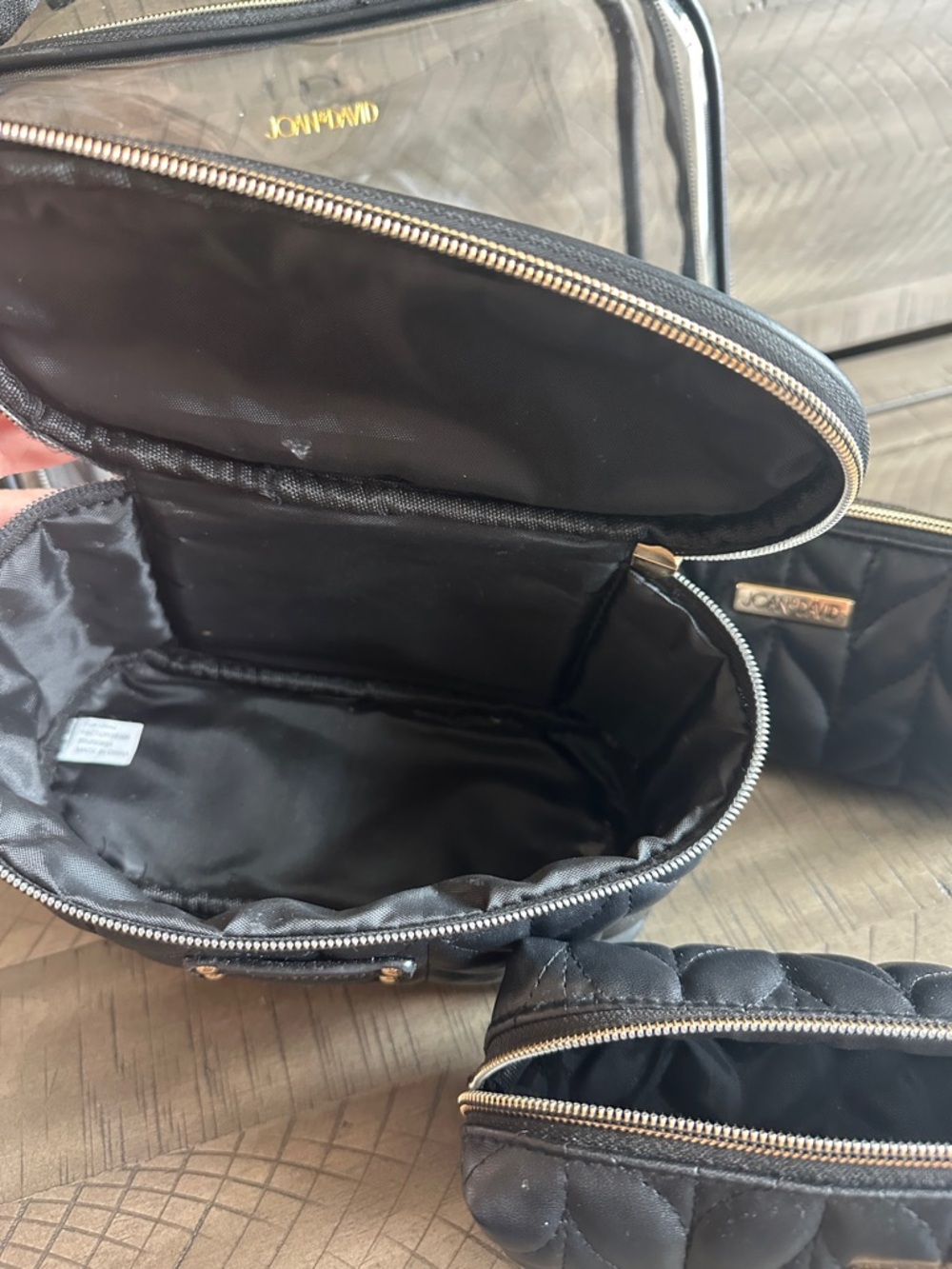 Black Quilted Travel Toiletry Bag Set - Quilted Organizer Pouches - Picture 8 of 13
